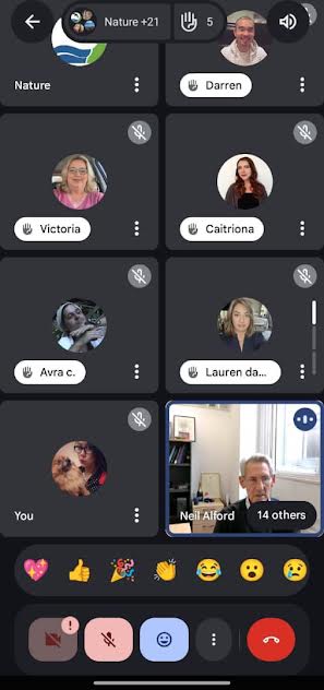 A live book discussion shown on a mobile phone